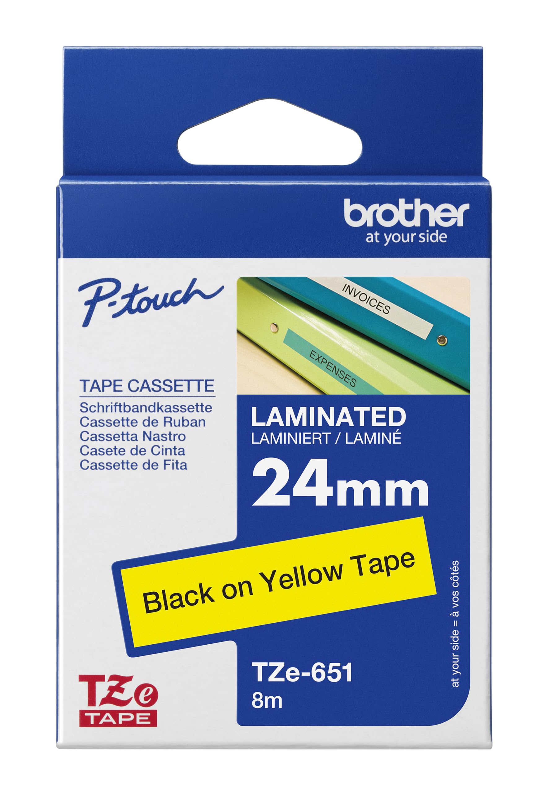 Brother TZE-651 Black ON Yellow Laminated Tapes (TZE Series