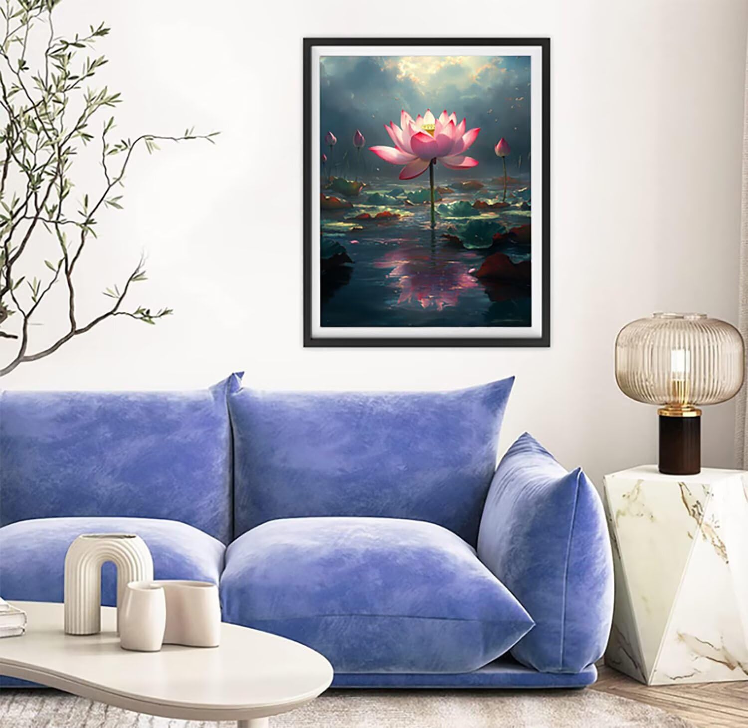 Diamond Painting Stagno Pittura Diamante Fiore, DIY 5D Rotondo Pieno Trapano Diamond Painting per Adulti Principiante, Diamantini Crystal Art per Decorazione Della Parete di Casa 70x95cm s-1341