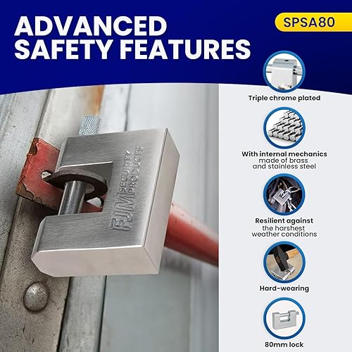 Miniatura 4 de FJM SPSA80-KA Candado de alta seguridad estilo D, cerradura antirrobo para mejoras del hogar, cerradura para remolque, cerradura para bicicleta y