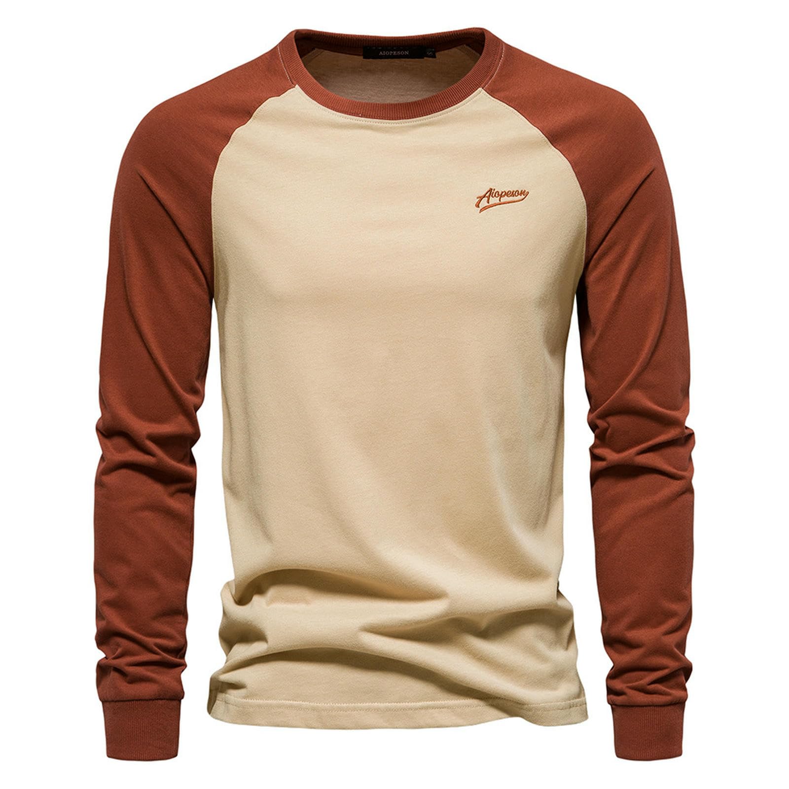 Męski T-Shirt Raglan koszulka z długim rękawem, patchworkowa koszulka, męska koszulka-zielona-L