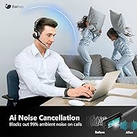 Vista 2 de Earbay Auriculares inalámbricos, auriculares Bluetooth con micrófono con cancelación de ruido y dongle USB, auriculares inalámbricos con micrófono