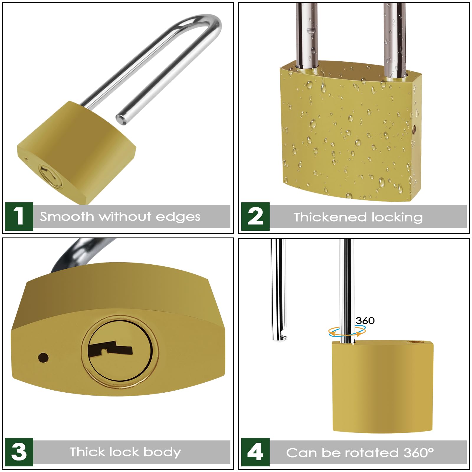 2 Lucchetti Lunghi 32mm Con 6 Chiavi - Per Armadietti, Bagagli, Biciclette E Porte - Foto 2