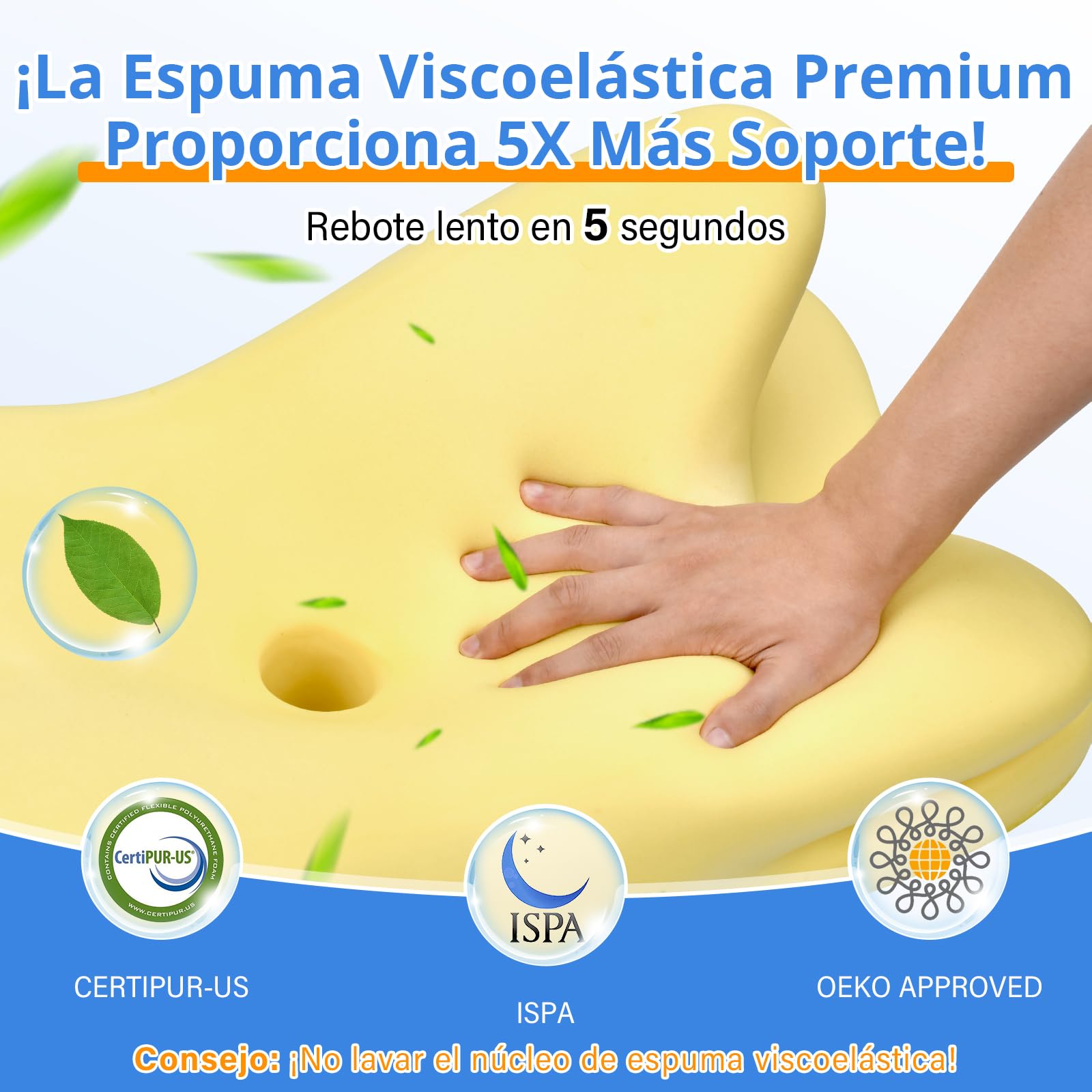 Ehomfory Almohada Cervicales y Cuello，Almohada Cervical de Espuma Viscoelástica, 2 en 1 Almohada Ergonómica para Dormir de Lado, Boca Arriba y Boca Abajo, 67x37x9/12 CM