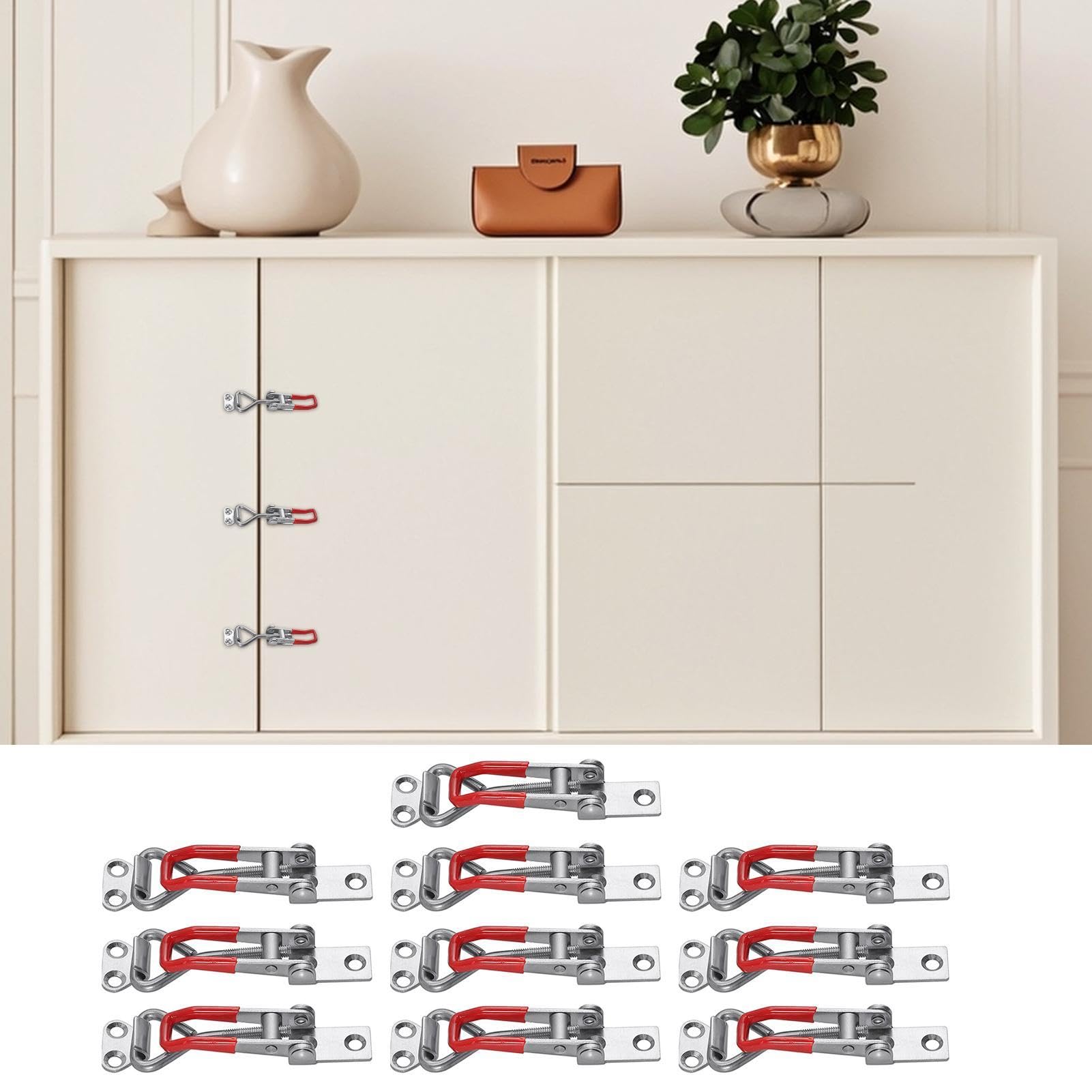 Toggle Latch – Juego de 10 piezas ajustables | Heavy Duty Rustproof Over Center Latch Replacement For Door, Cabinet, Lid, Box, Drawer, Freezer, Grill, Compartment, Home & Boat Hardware