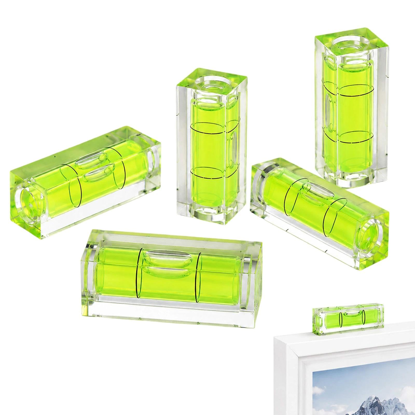 5X Mini Spirit Level 15x15x40mm – Small Bubble Level for Horizontal, Vertical & Inclined Measurement, Layout Tools for Picture Hanging, Shelving, Camera & Instrument Calibration