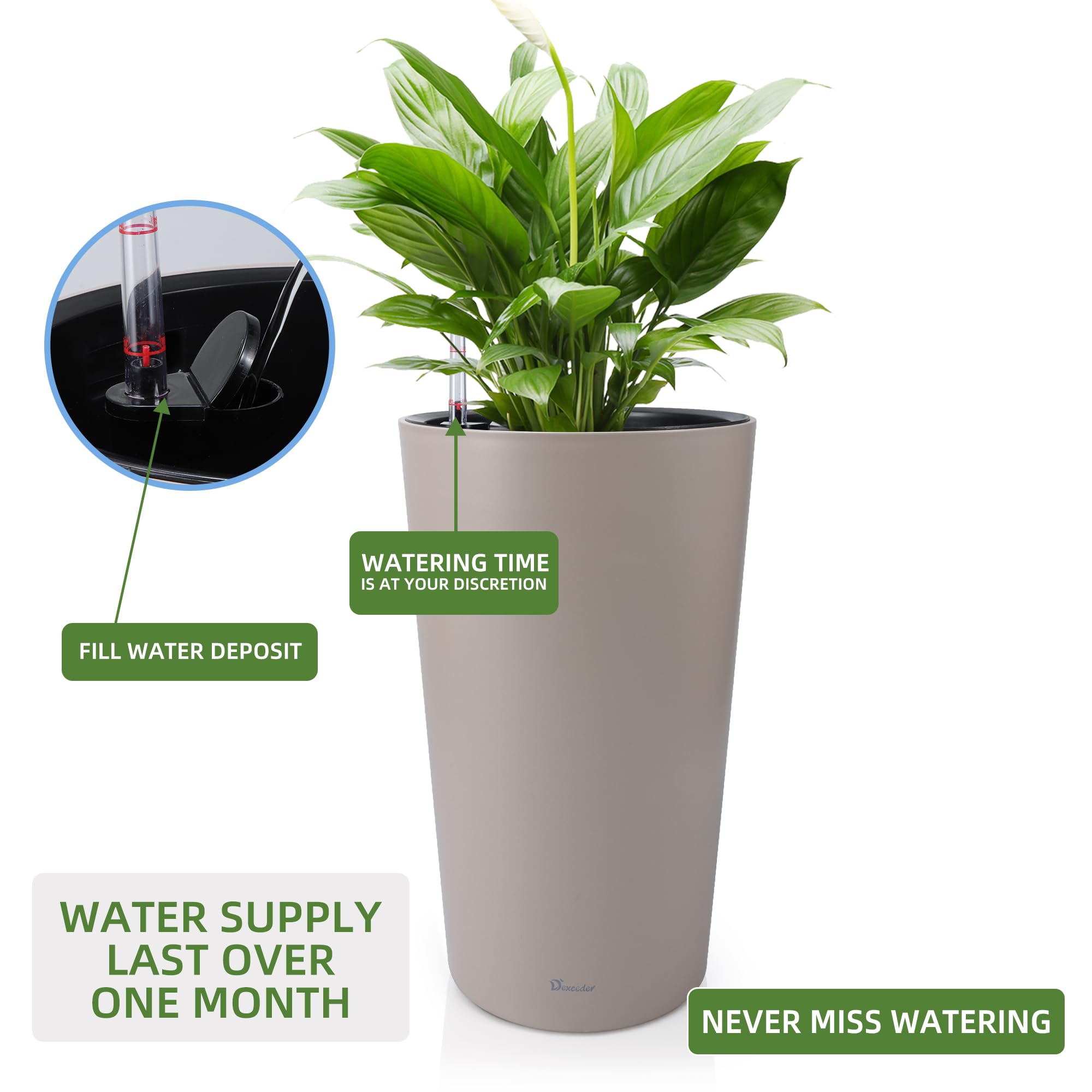 Vaso da fiori autoirrigante per interni, vasi da fiori con sistema di