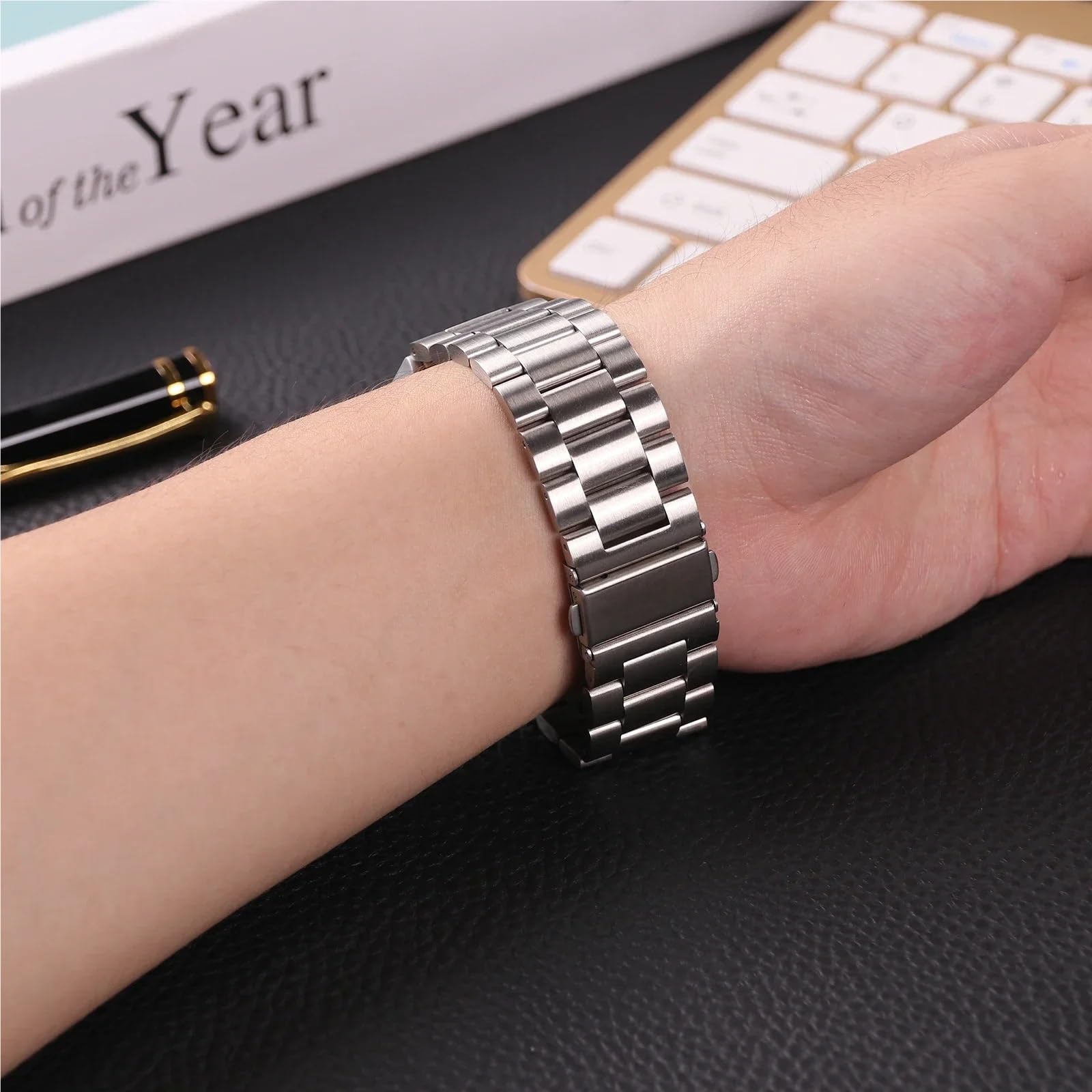 18 mm 20 mm 22 mm Metall Uhr Ersatzarmband Edelstahl Armband (Gold_20 mm)