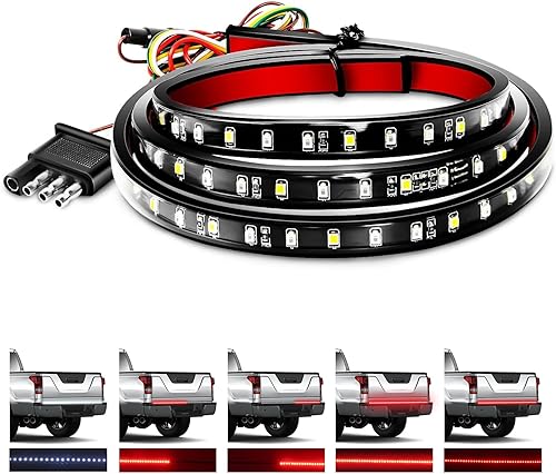 GOOACC Tira de luz para puerta trasera de camión de 48 pulgadas49 pulgadas, 5 funciones, 90 LED, rojoblanco, barra de luz trasera universal de una