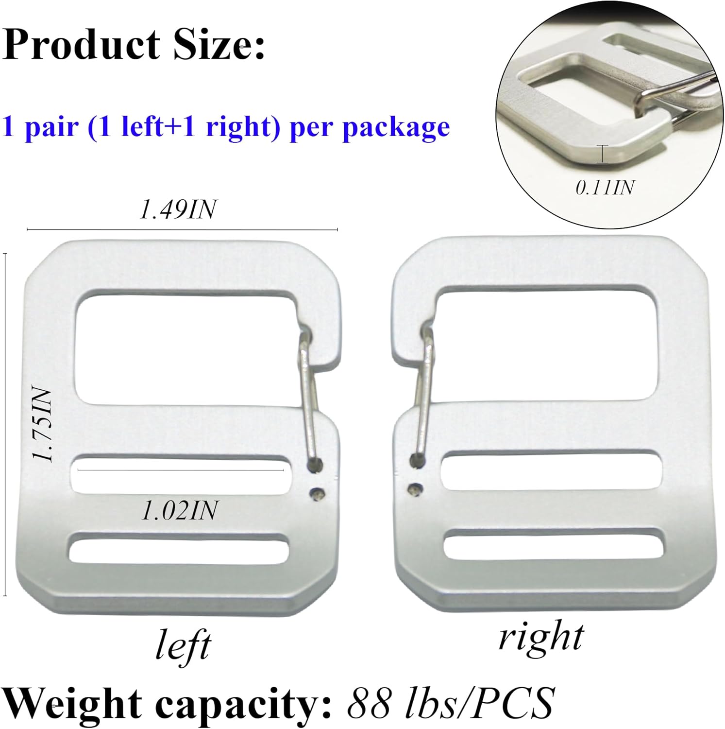 G Hook Buckles Tactical Adjustable Webbing G Shaped Wave Buckle with Adjustable Spring Door, G-Clip Backpack Strap - Image 2