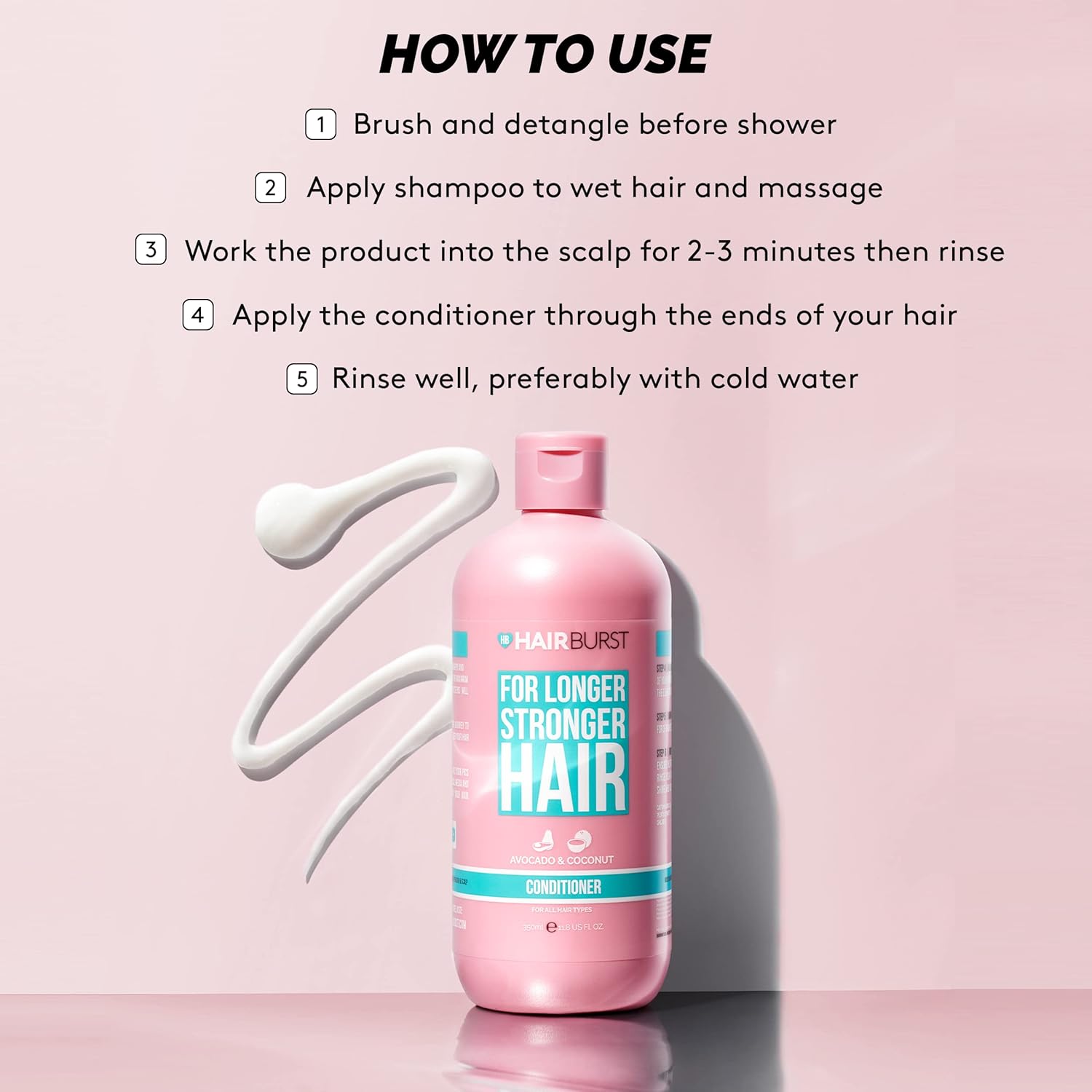 Hairburst Hair Growth Conditioner For Woman - Reduces Hair Loss - Strengthens Existing Hair Growth - Contains No SLS and Parabens - Coconut and Avocado Aroma - New Bigger Bottles 350ml : Beauty & Personal Care