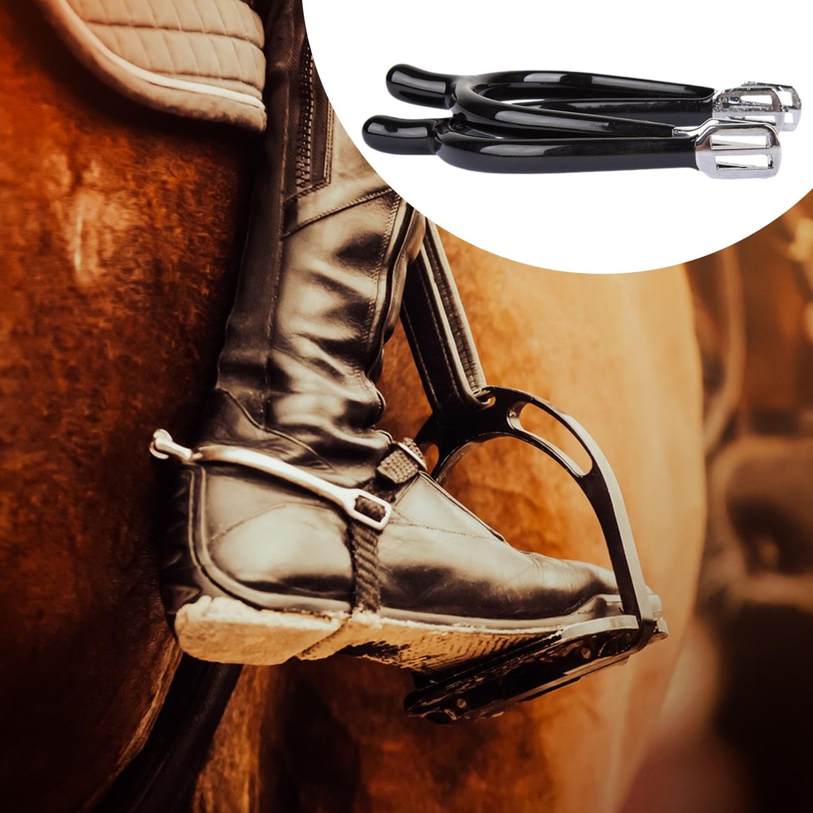 Fenteer Espuelas para enlazar Caballos para Hombres y Mujeres, decoración para Botas de Caballo, espuelas Vaqueras Occidentales, Accesorios de equitación para, L
