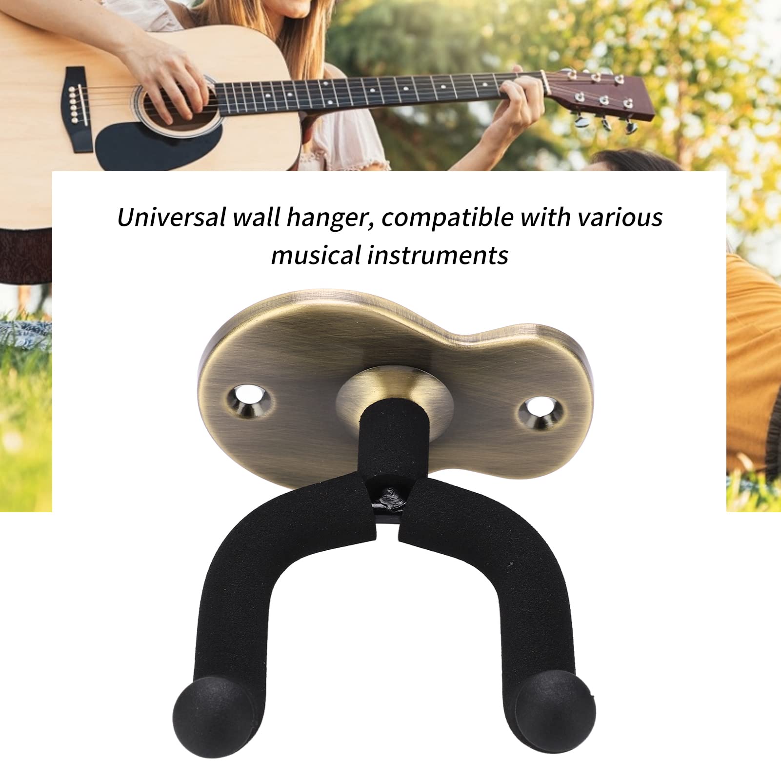 Fafeicy Wieszak ścienny na gitarę Uniwersalny Metalowy Uchwyt z Haczykiem do Akustycznego Basu Elektrycznego Ukulele Skrzypce Studio Oszczędność Miejsca w Pokoju (Szampańskie złoto)