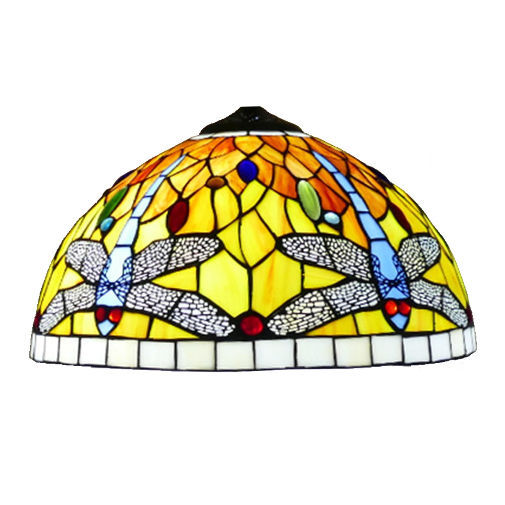 SaryEdge 16 Inch Dragonfly Lotus Lamp Shade Replacement Only Tiffany Style Stained Glass Lampshades Pastoral Floral Cover for Floor Lamps Table Lamps Desk Reading Lamps Indoor Decorati，Dragonfly