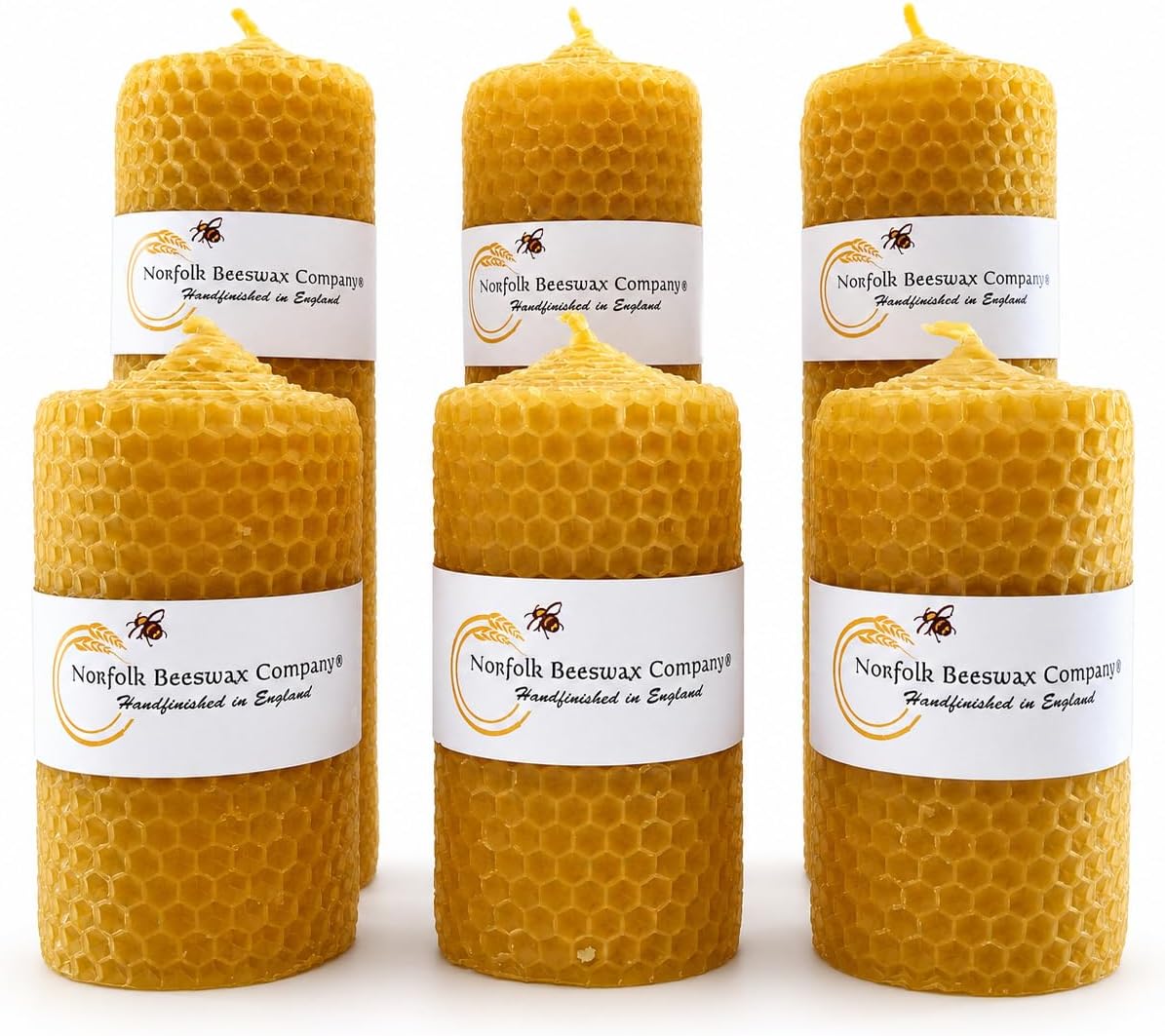 Natural Beeswax Pillar Candle Gift Set - 6 Handmade Candles