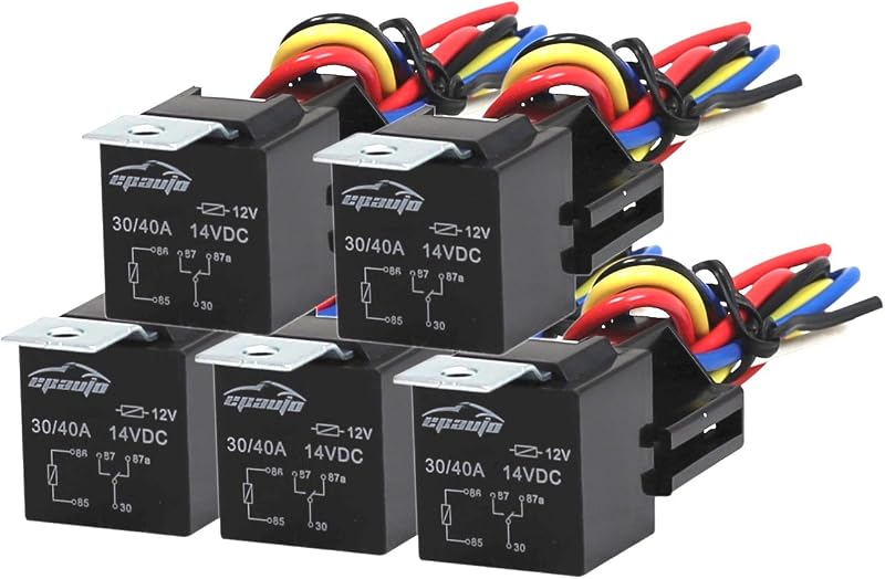 Relé automotivo SPDT Bosch Style EPAuto 12 V 40/30 A com chicote – Kit com 5