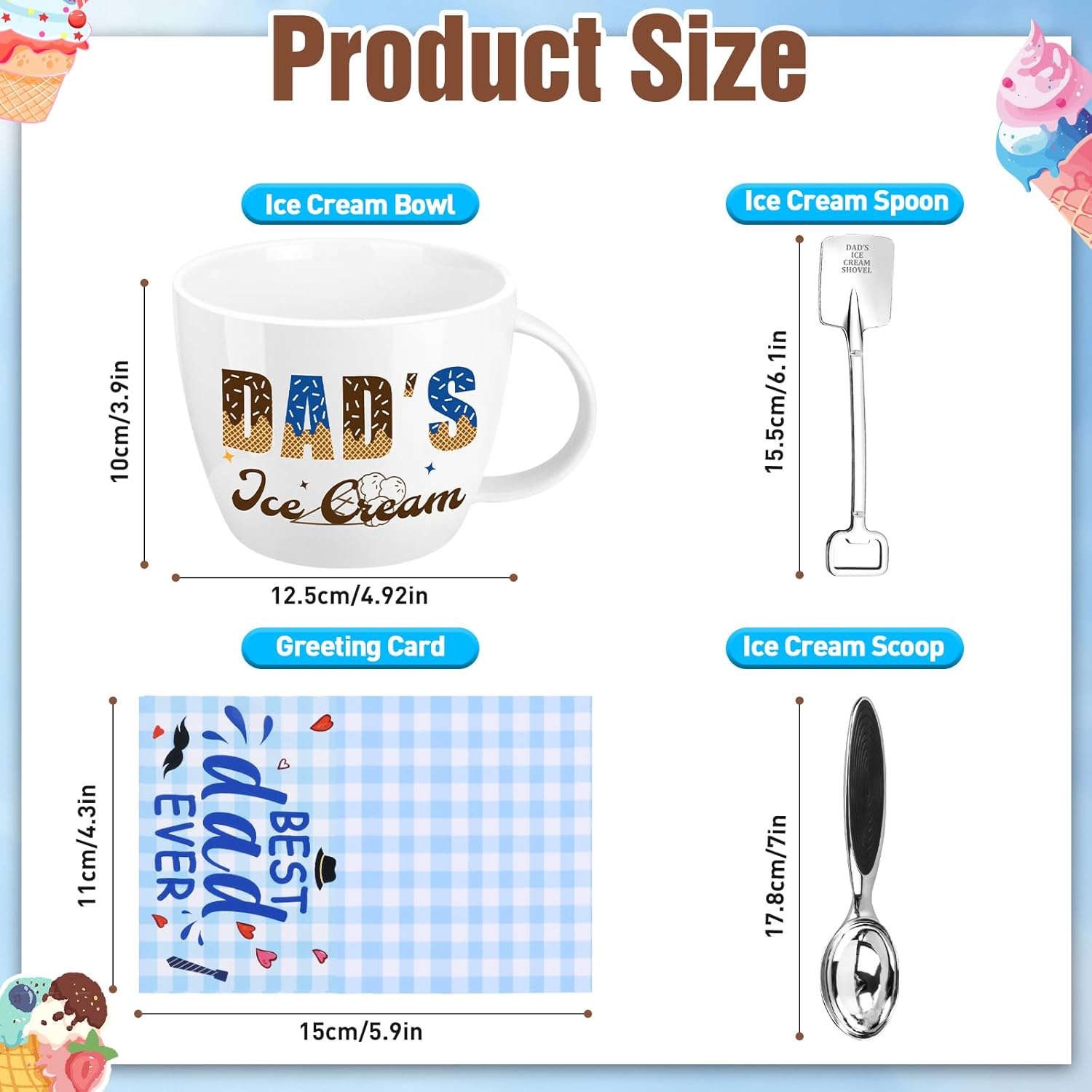 Dad Gifts, Funny Christmas Gifts for Dad Father from Daughter Son, Funny Dad's Ice Cream Bowl Scoop Shovel Spoon Set,Novelty Birthday Gift for Papa Father StepDads,Unique New Daddy gift from Wife - Image 3