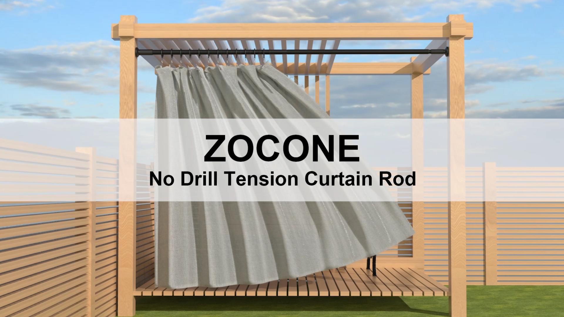 ZOCONE Long Tension Curtain Rod No Drilling, Adjustable 51-168 Inch, White | 1.26 Diameter Heavy Duty Tension Rod, Rust-Proof, Tool-Free, Renter Friendly for Bathroom Window Room Divider Outdoor Patio