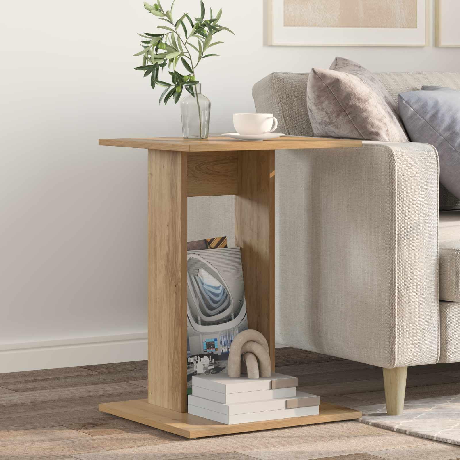 Mesa auxiliar de roble Artisan, 45 x 40 x 62,5 cm, de madera, mesa de café y mesa de café, mesa de centro estrecha para salón y dormitorio, mesita de noche rectangular
