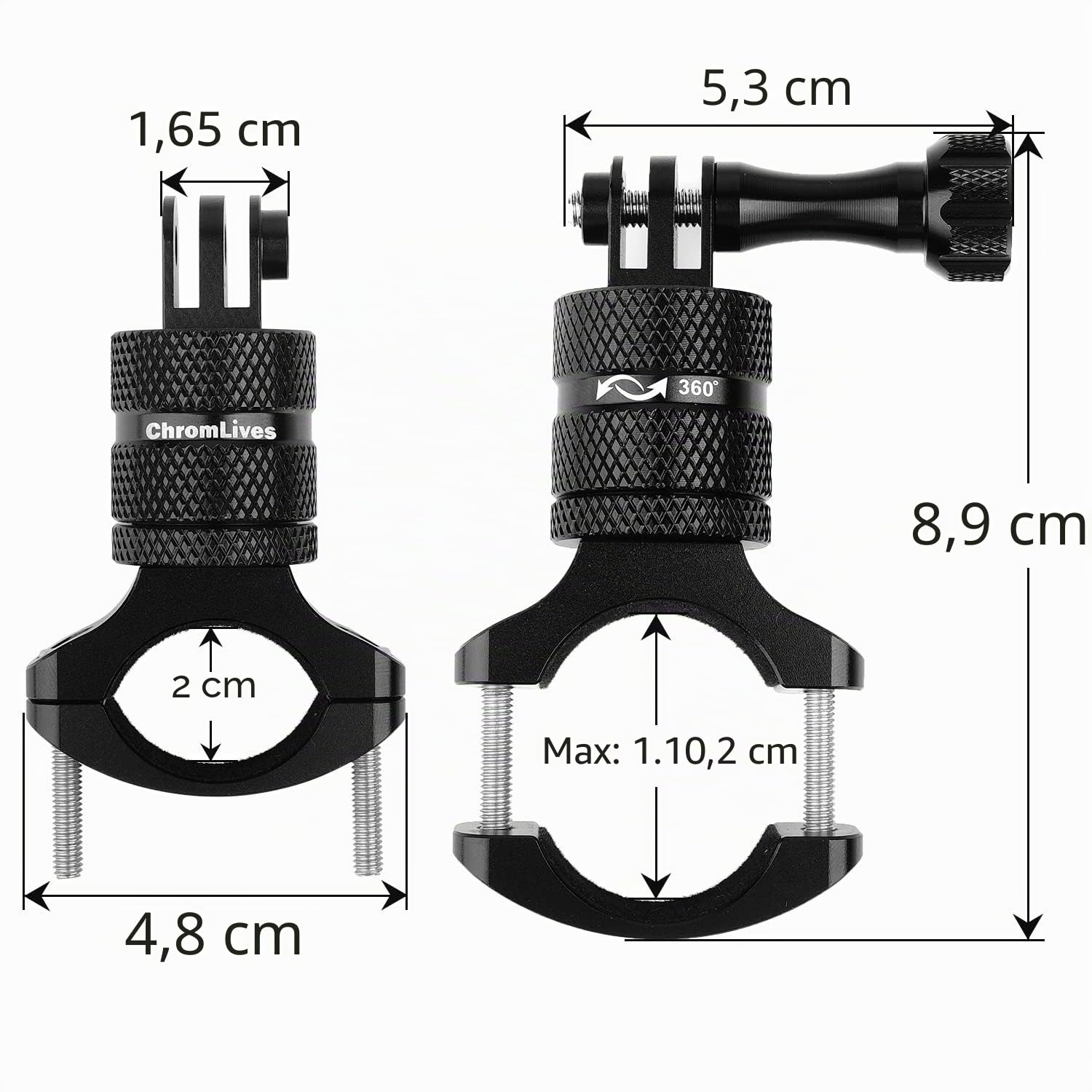 Supporto per Bici per Action Cam Alluminio on Montaggio su Bici Nanubrio Azione Rotazione a 360 Gradi Accessori per Bici da Moto Compatibile con Gopro Hero 10 9 8 7 e Altre Action Cam