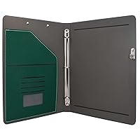 Vista 5 de Carpeta de 3 anillos con portapapapeles con carpetas de archivos de color, carpeta de anillo de piel sintética con portapapapeles (verde)