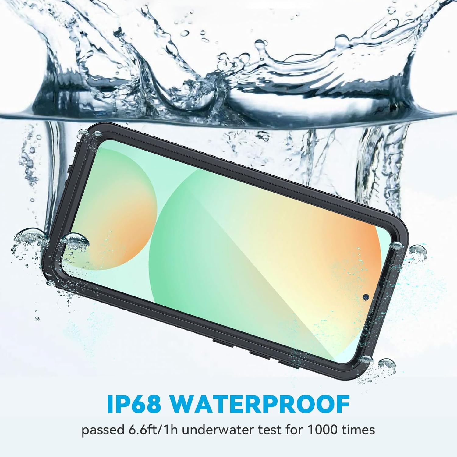 Lanhiem for Samsung Galaxy S24 FE Case, IP68 Waterproof Dustproof with Built-in Screen Protector, Heavy Duty Full Body Protective Phone Case for Galaxy S24 FE 5G 6.7 Inch, Black