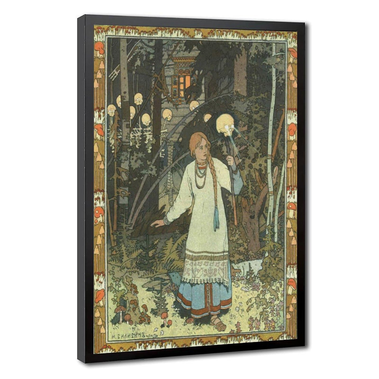 WCYB Vasilisa at The Hut of Baba Yaga by Ivan Bilibin Posters Prints Canvas Deco Paintings Wall Art Hangable Frame 12" L X 18" W