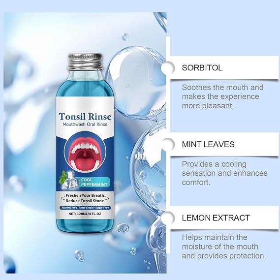 Tonsil Stone Remover,Tonsil Stone Mouthwash,Mouthwash for Bad Breath, 120ml | Dry Mouth Relief, Alcohol-Free, Natural Formula for Oral Care, Tonsil Stone Treatment & Bad Breath Solution