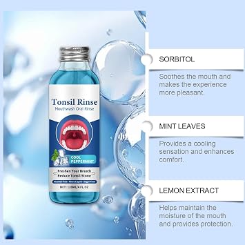 Tonsil Stone Remover,Tonsil Stone Mouthwash,Mouthwash for Bad Breath, 120ml | Dry Mouth Relief, Alcohol-Free, Natural Formula for Oral Care, Tonsil Stone Treatment & Bad Breath Solution