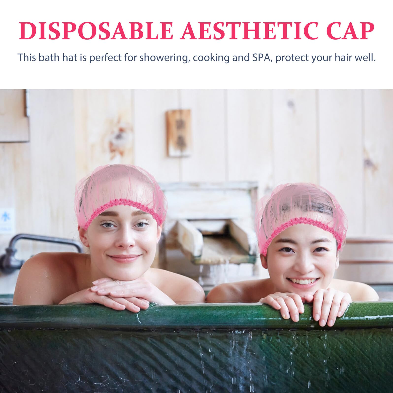 500 pezzi Cuffie Doccia Donna Impermeabili Rosa Elastiche Oversized Usa e Getta per Spa Hotel Bagno e Cura Capelli