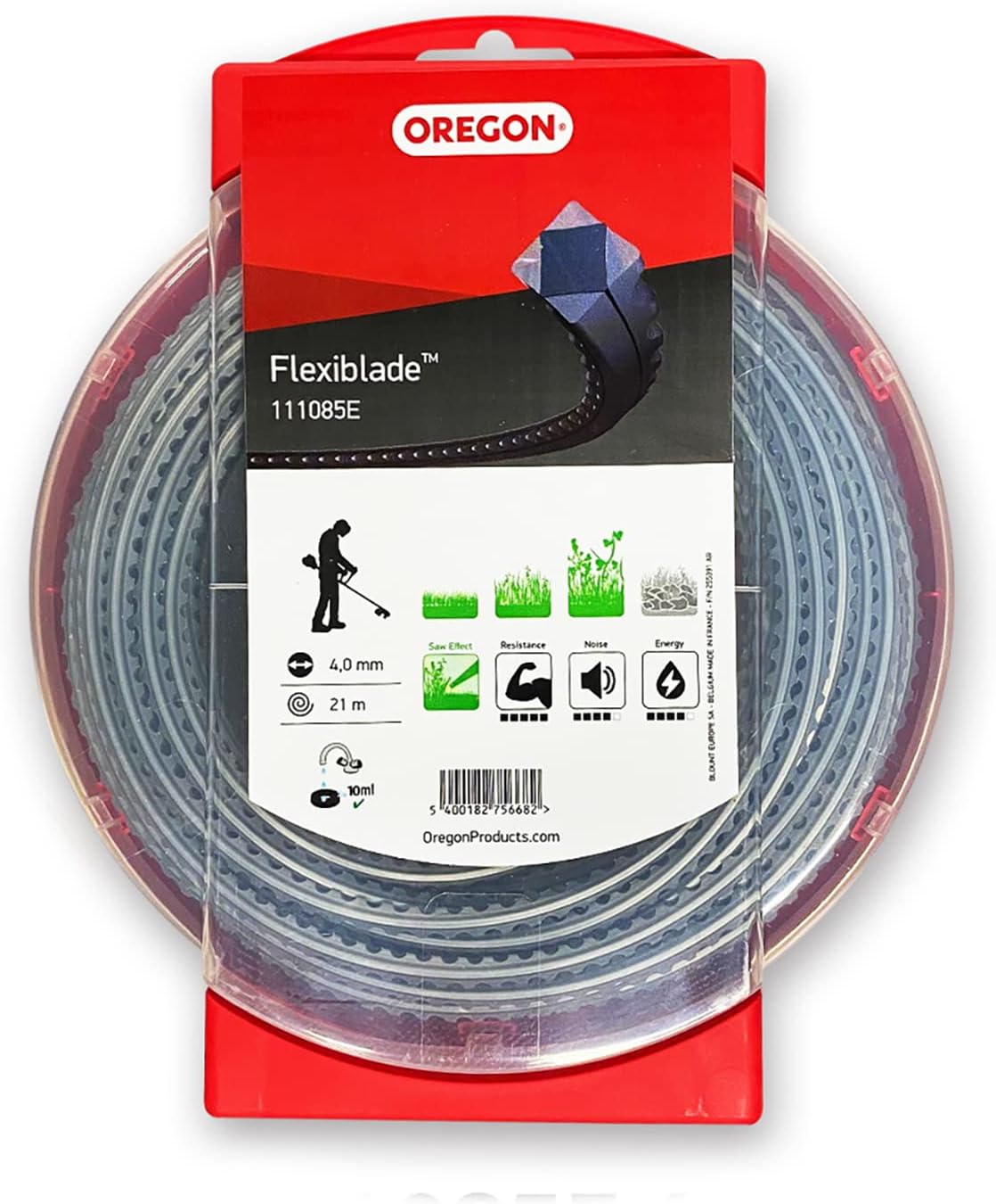 Oregon Serrated 4mm Strimmer Line, Tackles Thick Grass, Weeds, Tough Vegetation & Brambles, Professional Heavy Duty Durable Strimmer Wire, Fits Most Standard Models, 4.0 mm x 21 m (111085E)