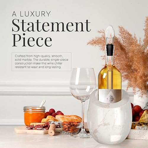 Miniatura 18 de Homeries Cubo enfriador de vino de mármol, enfriador de vino y champán para fiestas, cenas, mantiene el vino y las bebidas frías, enfriadores