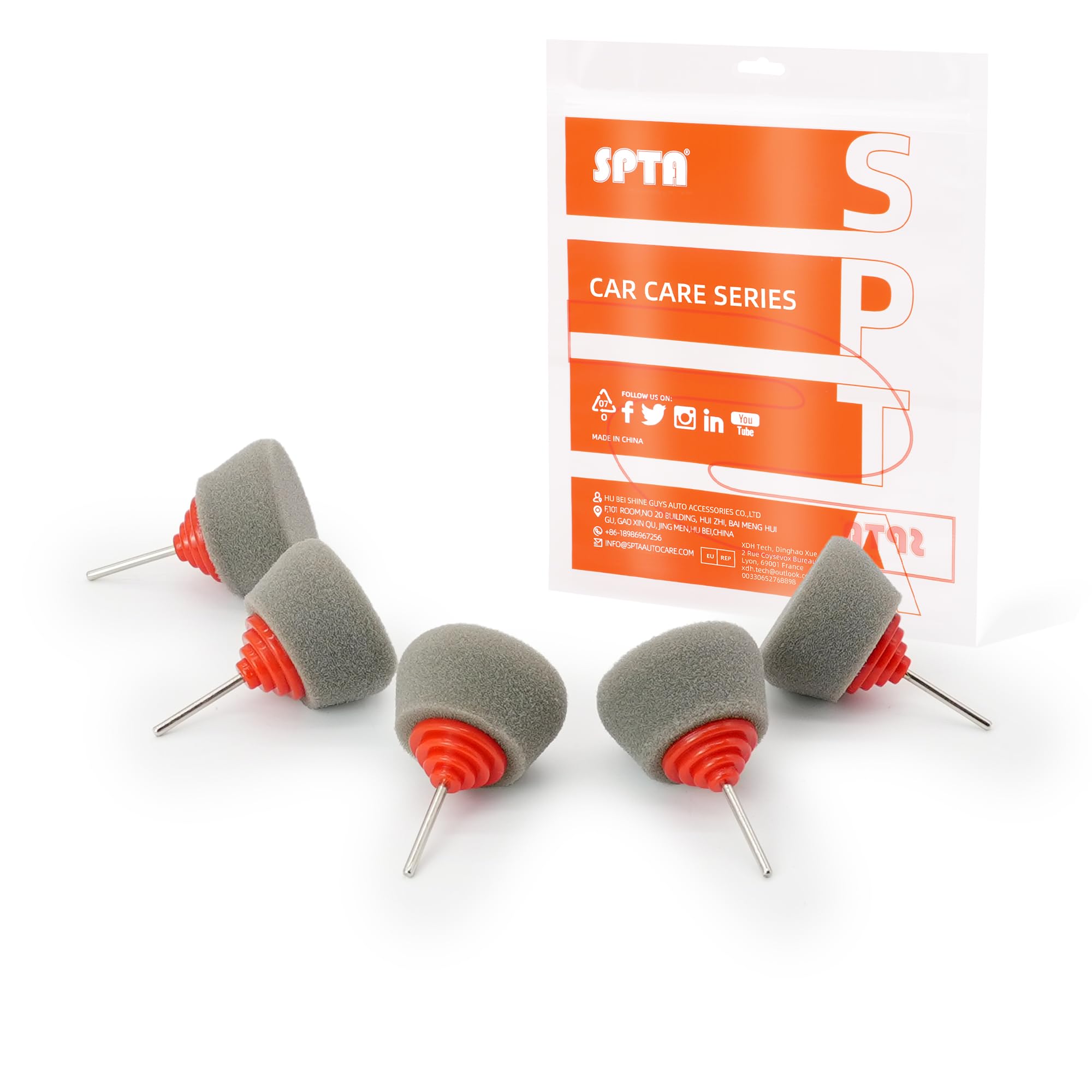 SPTA Gray Light Cut &amp; Finish Drum Pad with 1/8" Shank, 5Pcs Gray Flexible Shaft Drum Polishing Pad Set,Mini Car Detailing Pads for Small Area for Flexible Shaft &amp; Drill Attachment -PT113-5
