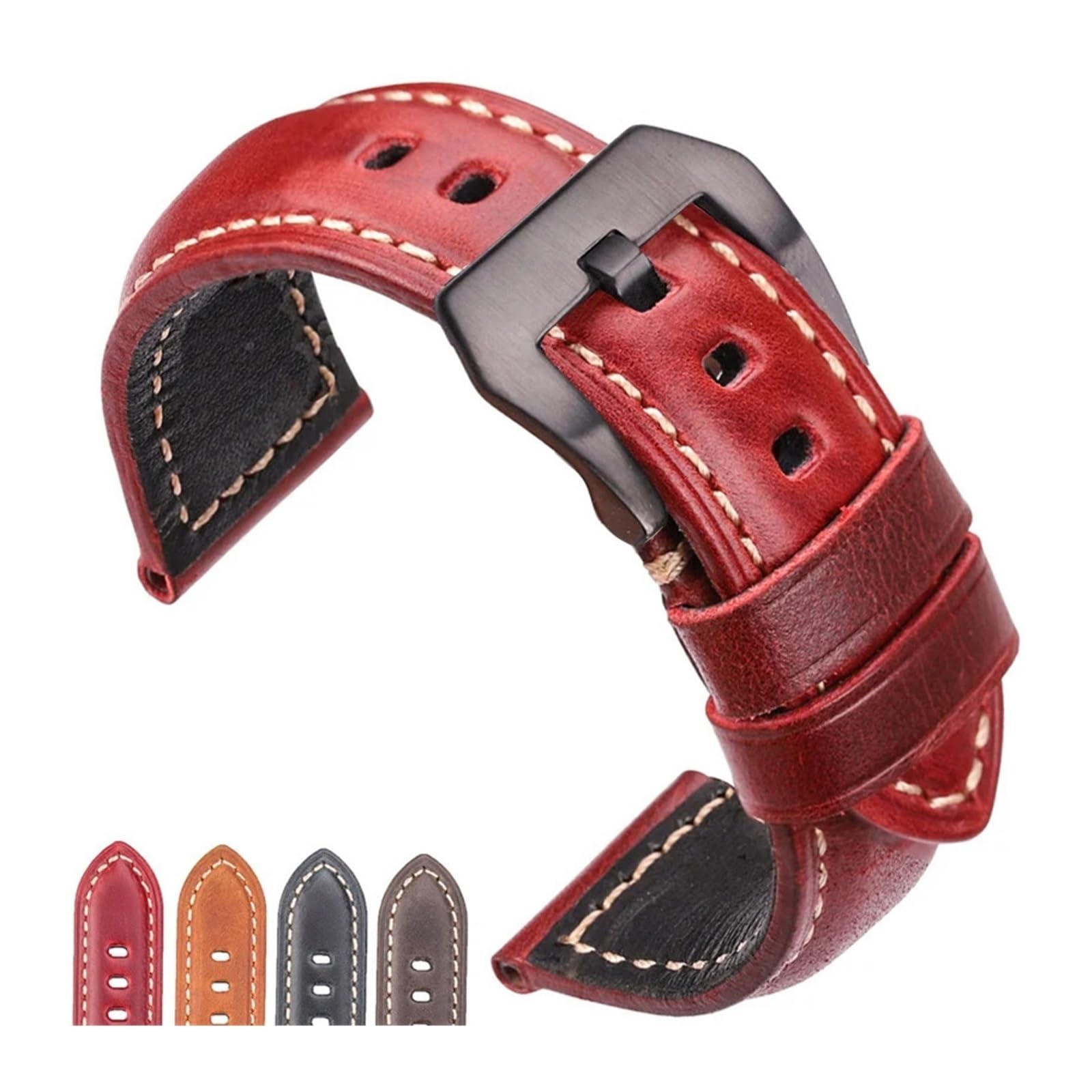 Run Ken Echtes Leder Uhrenarmbänder 4 Farben Uhrenarmband Zubehör Damen Herren Rindslederarmband 20mm 22mm 24mm 26mm Armband