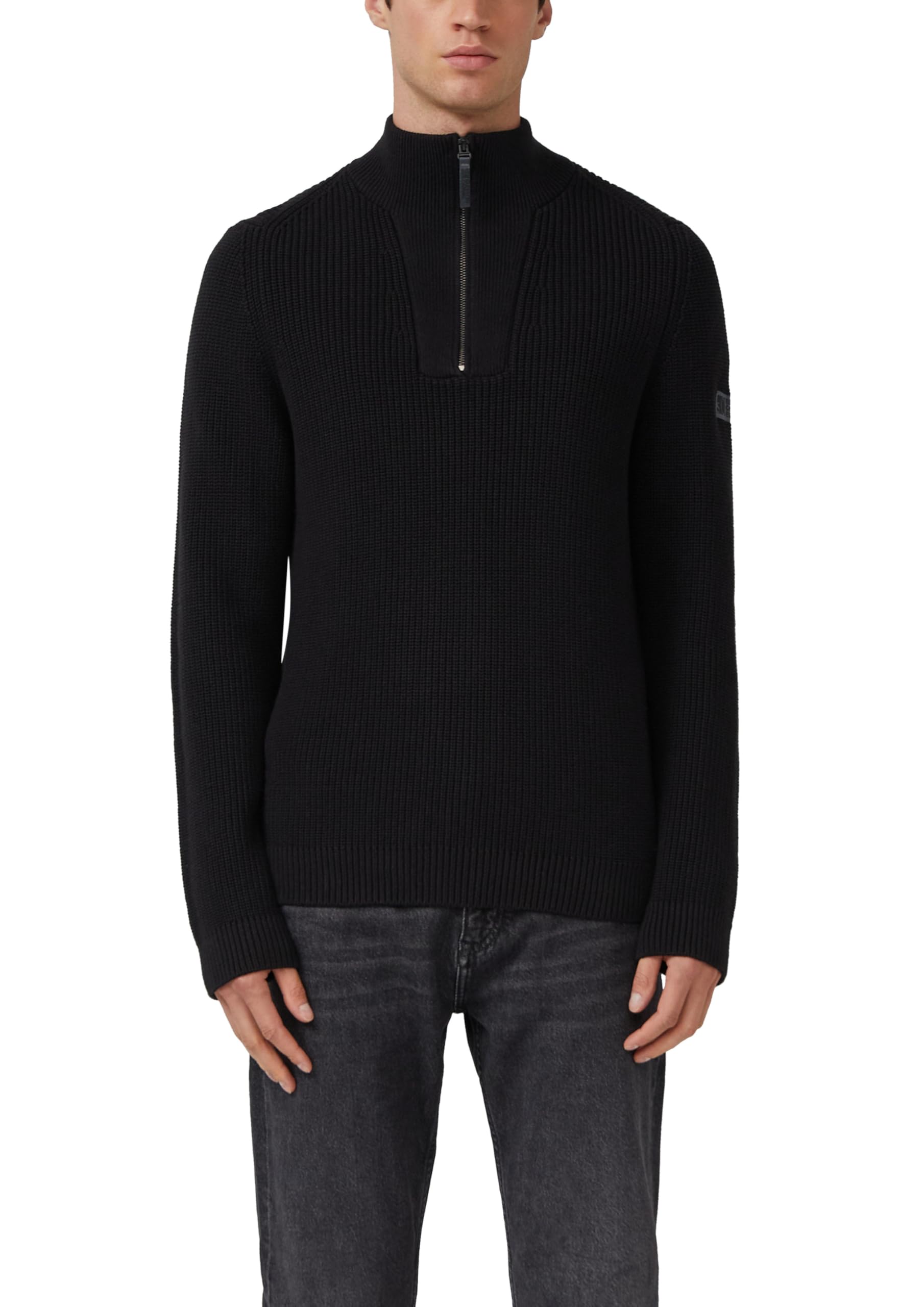 s.Oliver Gerippter Baumwoll-Pullover mit Troyer-Kragen