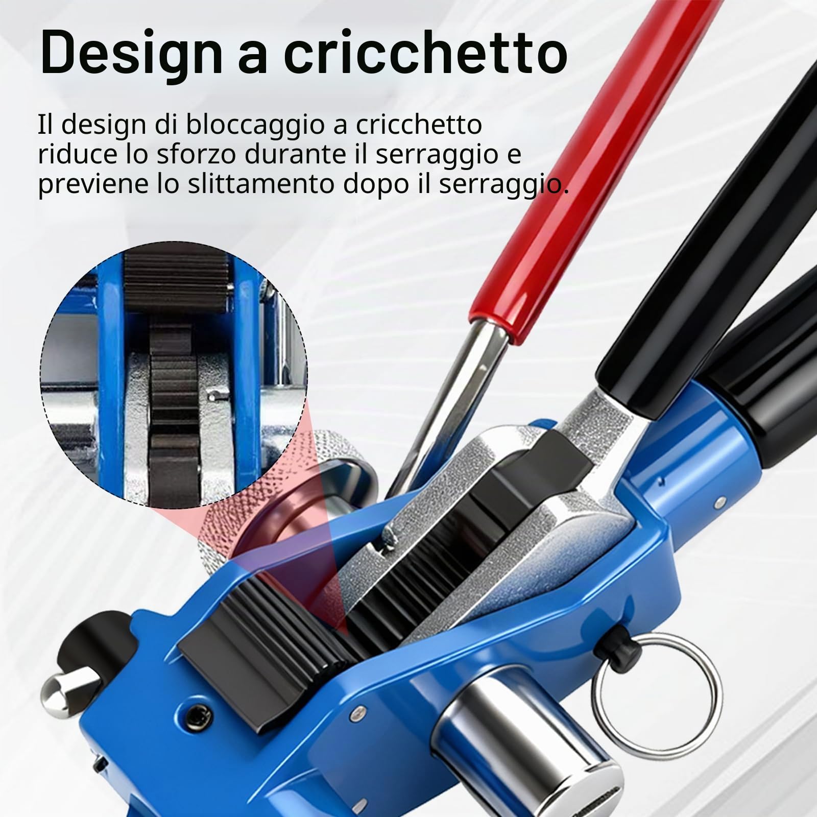 Pistola per Fascette in Metallo, Pinza per Fascette in Acciaio Metalliche Tenditore a cricchetto Attrezzo per fascette stringicavo portatile Strumento di Tensionamento e Taglio Regolabile