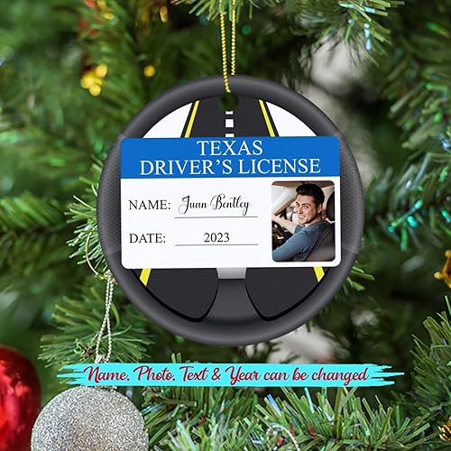 Miniatura 2 de Adorno de licencia de conducir con nombre y foto personalizados, adorno de Navidad de licencia de conducir 2023, adorno personalizado para licencia