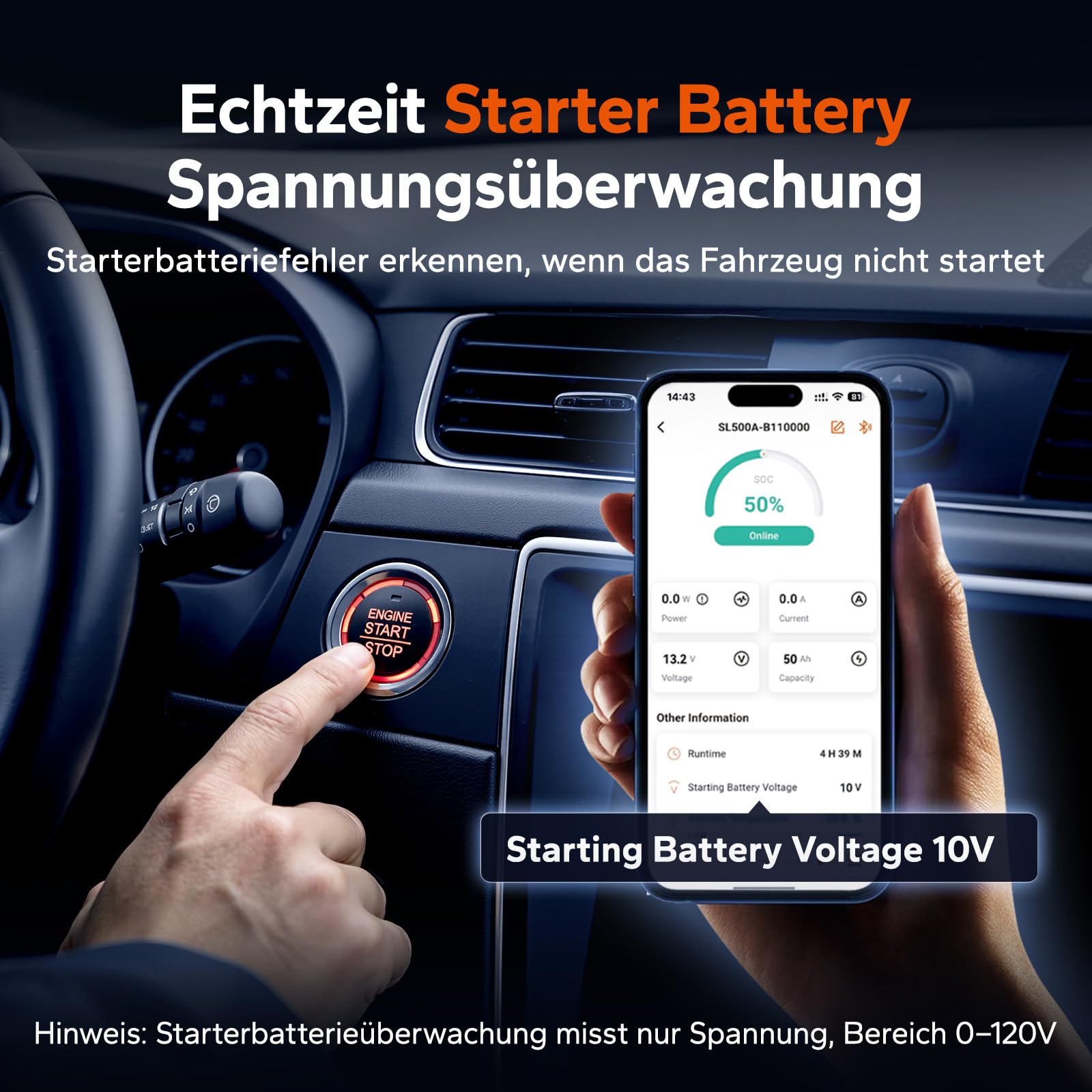 LiTime Smart Shunt 500A, Bluetooth Batteriemonitor 8V–120V mit SOC, Alarmen und Historischen Daten für Lithium-, LiFePO4-, AGM- und GEL-Batterien, für Wohnmobil, Boot und Heimspeicher