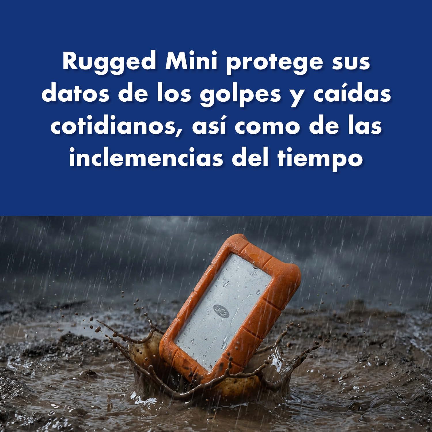 LaCie Rugged Mini 2TB, disco duro externo portátil, 2.5", para PC Mac iPad & iPhone, Data Rescue Services (LAC9000298)