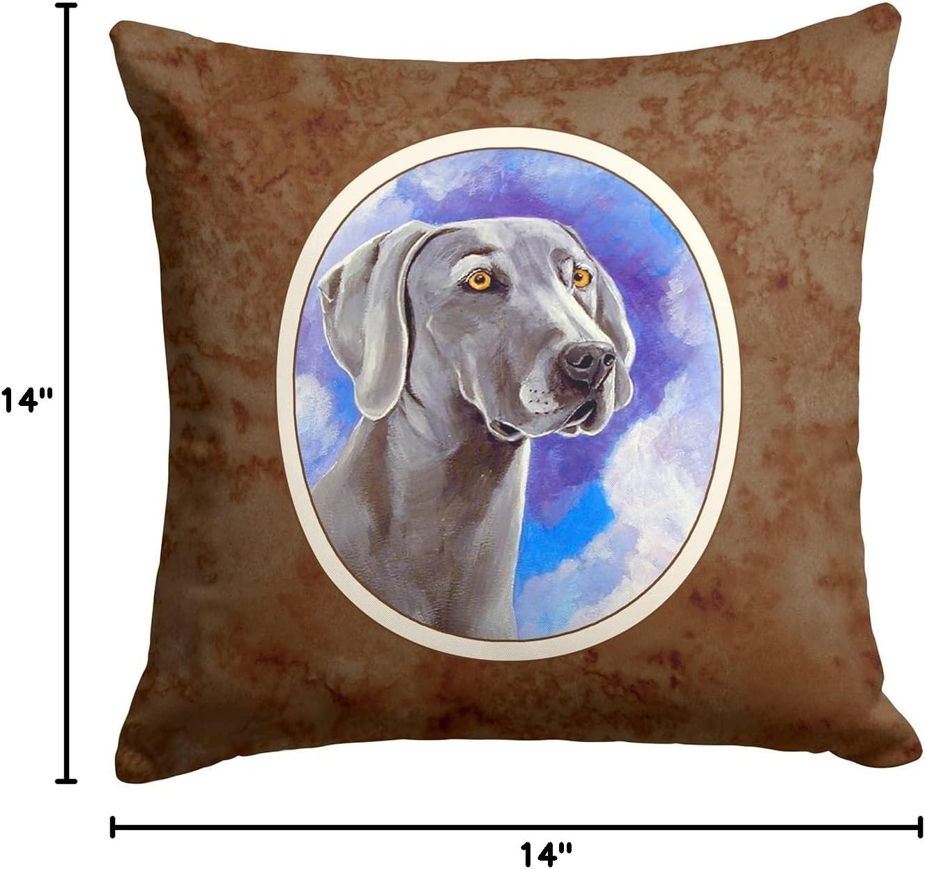 Caroline's Treasures 7063PW1414 Weimaraner Azure Skies Fabric Decorative Pillow Machine Washable, Indoor Outdoor Decorative Pillow for Couch, Bed or Patio, 14Hx14W