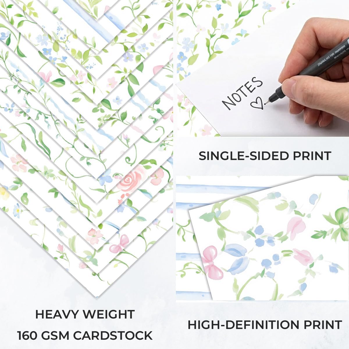 24 Sheets Soft Vintage Floral Scrapbook Paper Pad - 6x6 inch 160GSM Heavyweight Cardstock, Single-Sided Cottagecore Hydrangea Designs for Card Making, DIY Crafts, Photo Album and Junk Journal