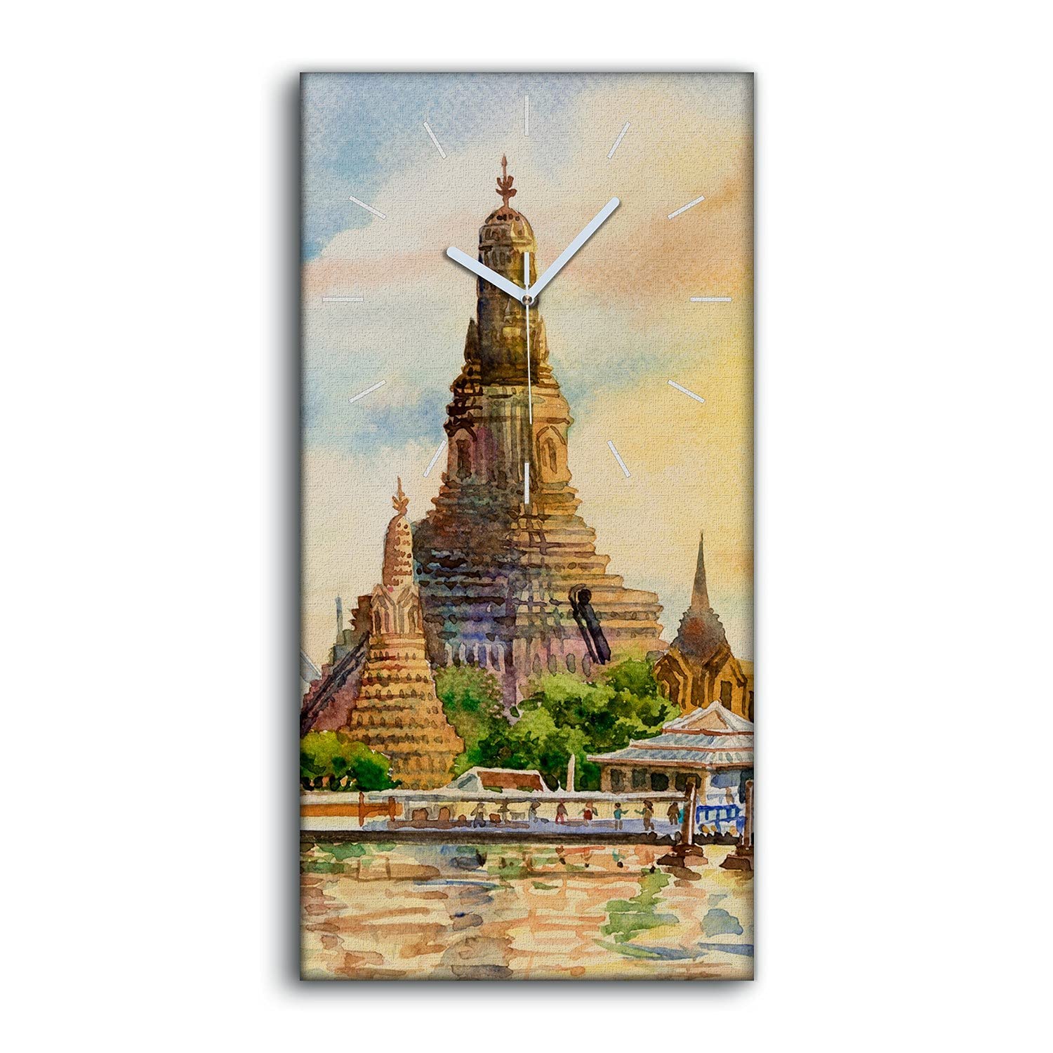 Horloge sur Toile silencieuse d'Art Moderne 30x60cm motif architectural