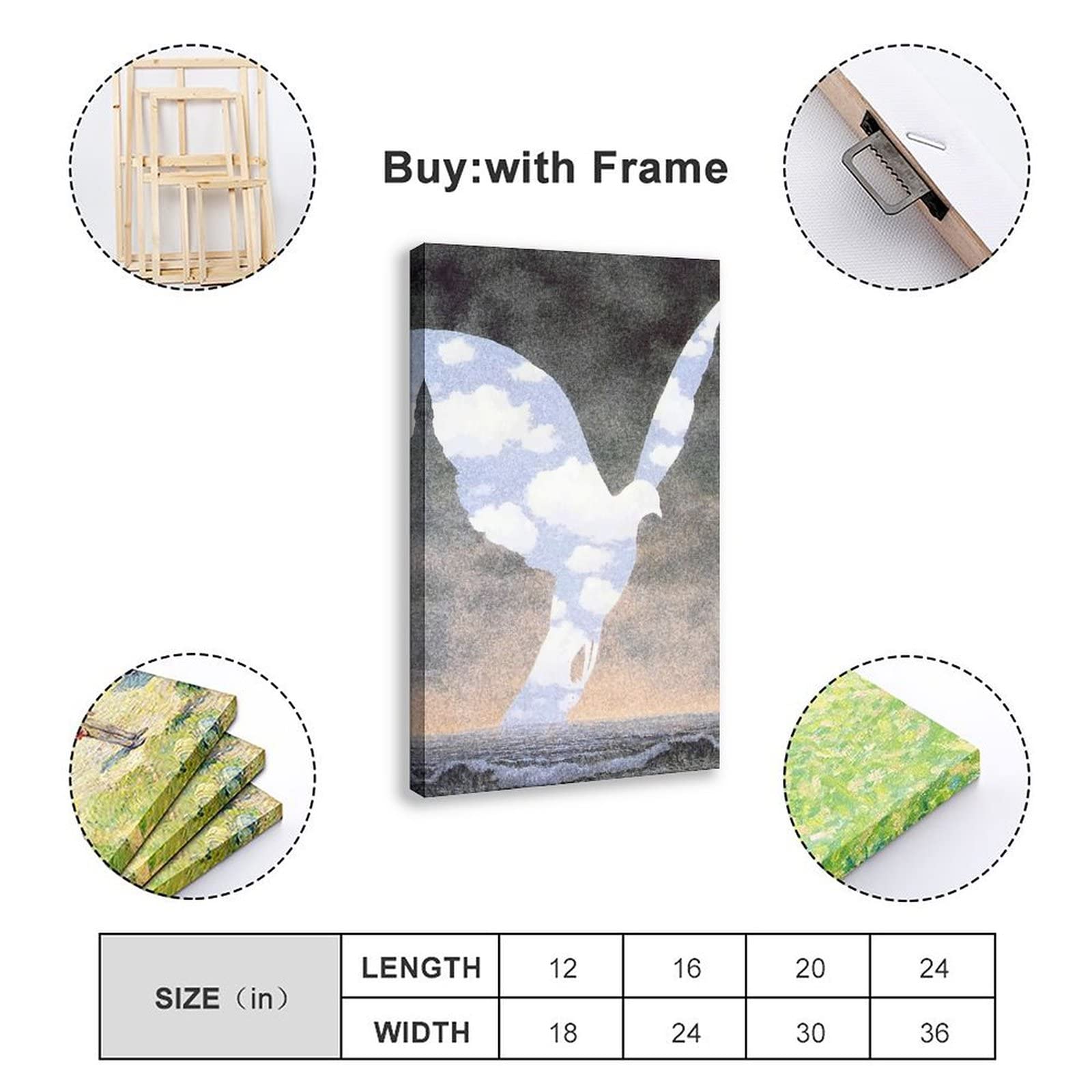 Poster Sur Toile René Magritte - Art Déco, 30x45 Cm, Sans Cadre, Décoration Chambre, Bureau, Cadeau Artistique