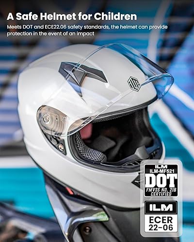 Miniatura 2 de ILM Casco de motocicleta de cara completa para niños y jóvenes, DOT ECE, motocross, ATV, motocross, casco de calle, modelo MF521