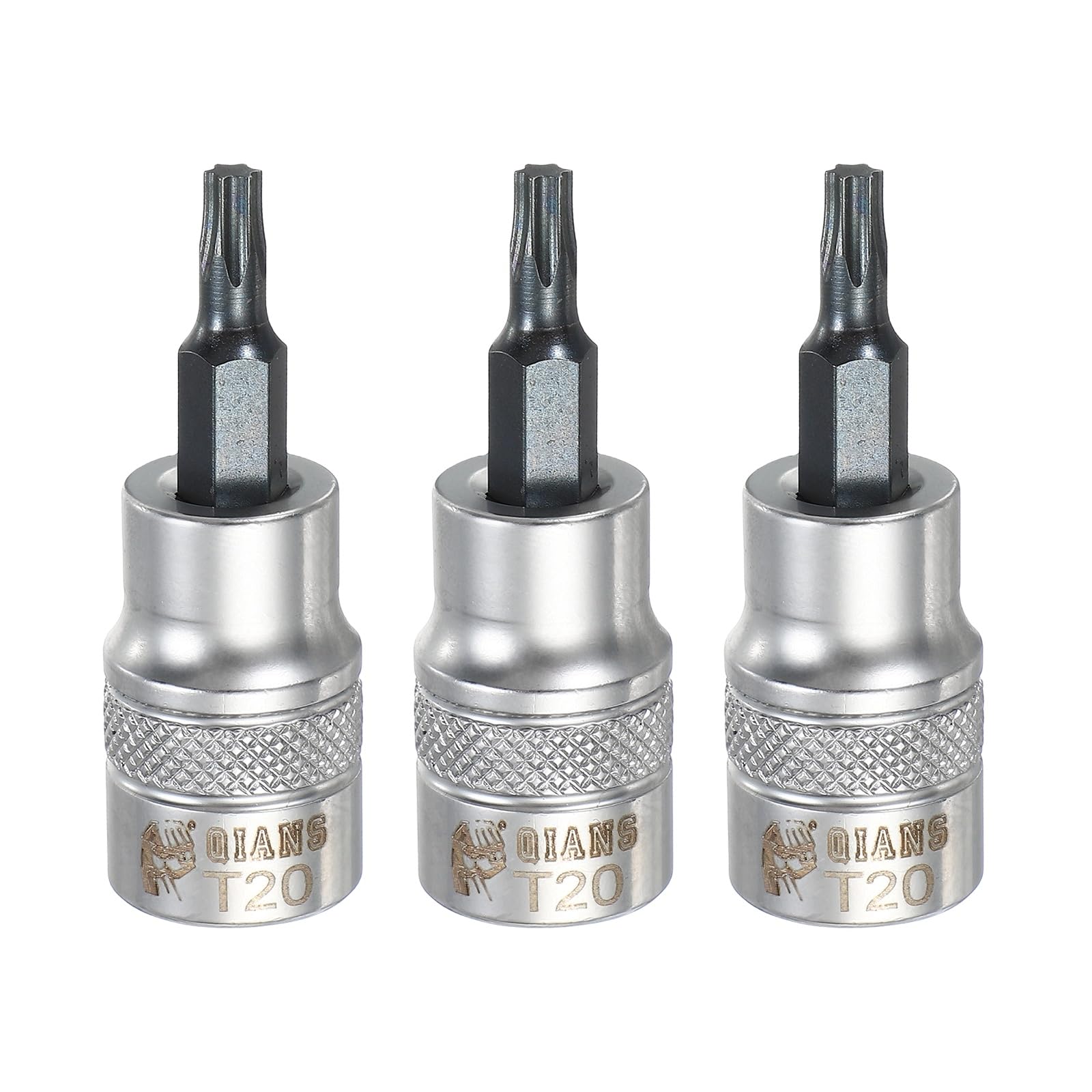 sourcing map 3Pcs Torx Bit Socket 3/8" Drive T20 S2 Steel Star Head Screwdriver Drill Bits CR-V Steel Socket Adapter for Home Auto Axle Hex Nuts Bolts Repair