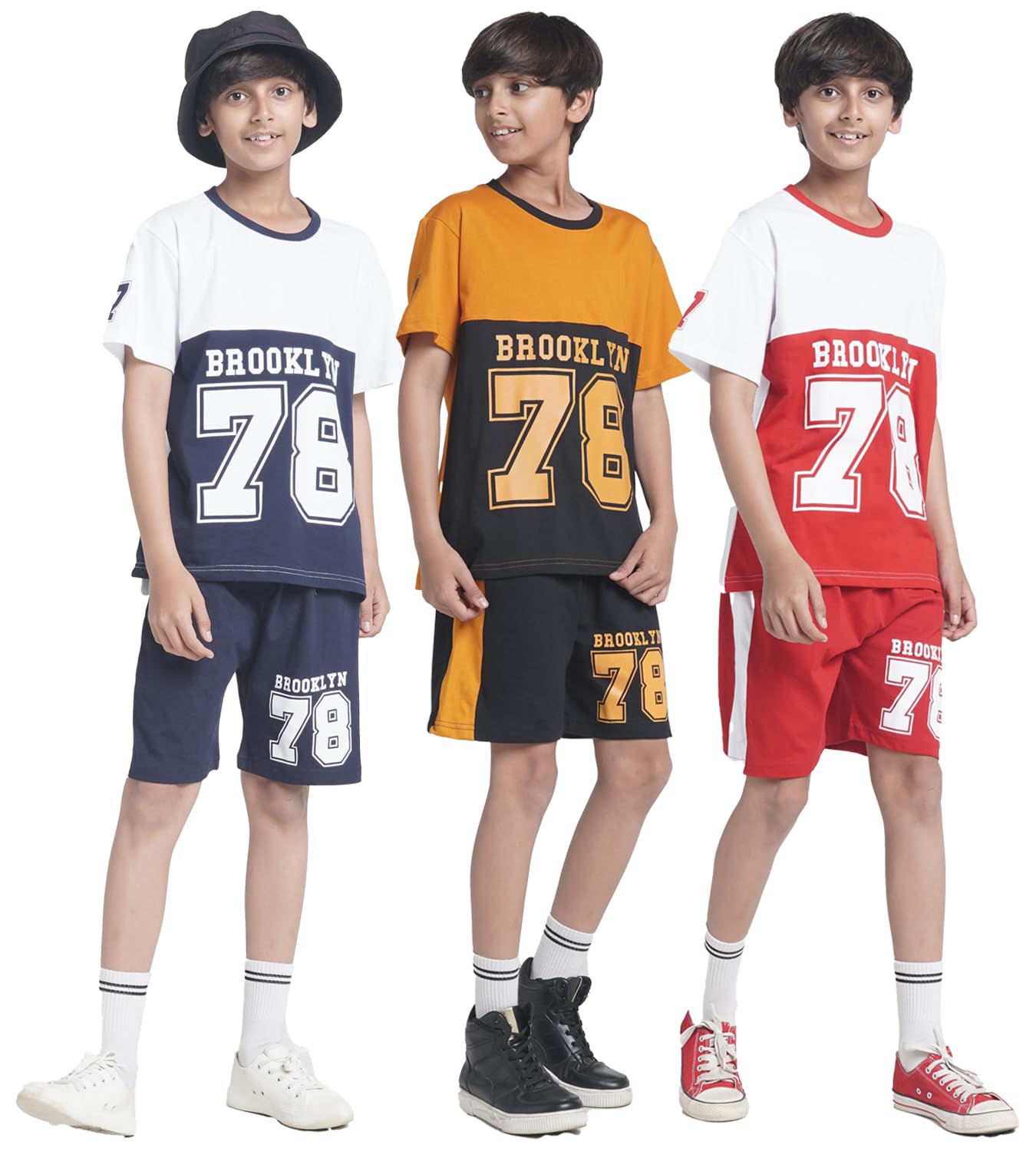 T2F Boys Cotton Printed T-Shirt and Shorts Set (Pack of 3) - Image 1