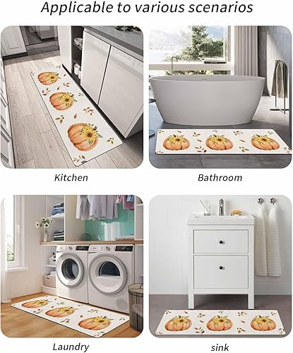 Miniatura 6 de Tapete de baño de arpillera con calabaza para bañera, antideslizante, de secado rápido y absorbente, tierra de diatomeas, fregadero, dormitorio,