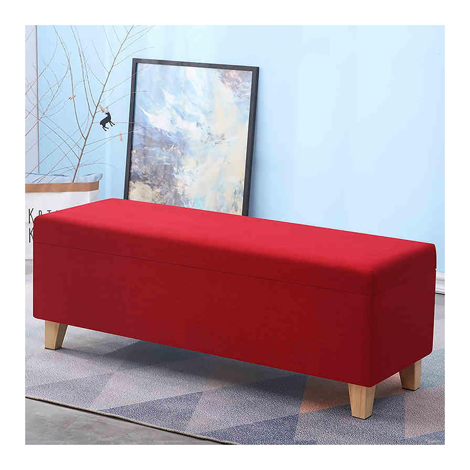 FCXWEVR Sto Ottoman Bench Fabric Shoe Changing Stool Recular Upholstered Sto Chest for Bedroom Entryway Living Room Slish Pouf with Hidden Sto