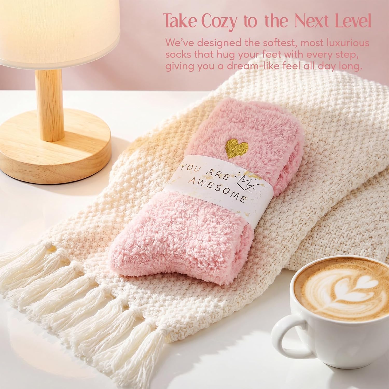 American Trends Coral Fleece Cloud Fuzzy Socks Ultra-Soft Warm Sleep Socks Cozy Unisex Self-Care Gifts Boo Basket Stuffers