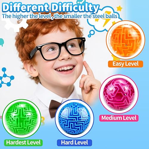 Miniatura 4 de Paquete de 2 bolas de rompecabezas de laberinto 3D, juego de rompecabezas de cerebro, cubo de memoria de gravedad, regalo de juguete educativo
