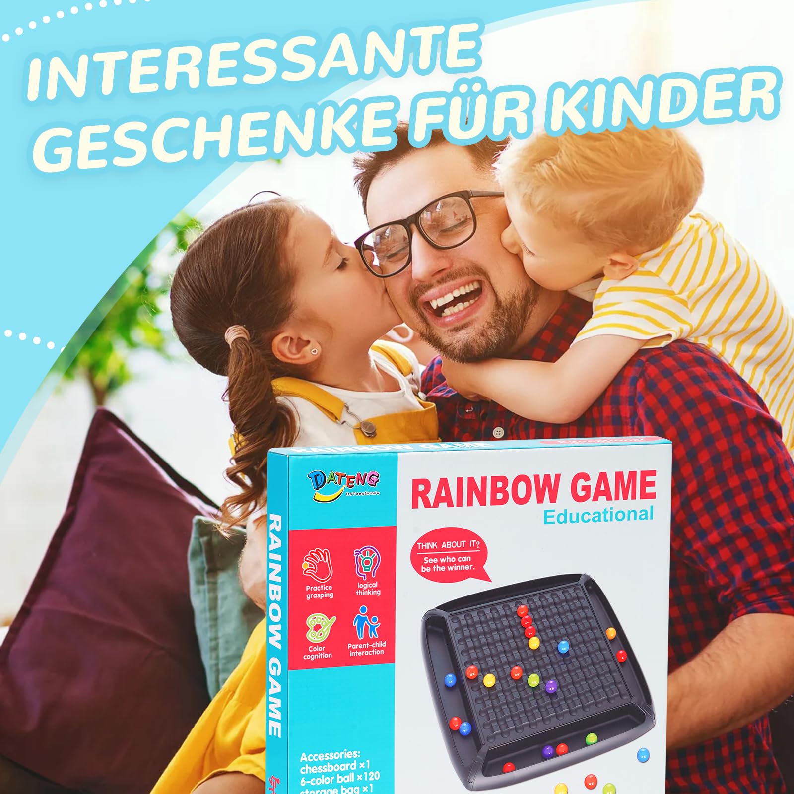 Tablero Intelectual De Bolas Arcoíris | Juego De Eliminación De Bolas Para 2-4 Jugadores | Ideal Para Niños, Adultos Y Reuniones Familiares